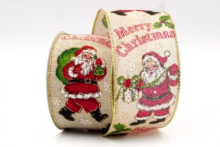 Khaki - Kerstman en Geschenken Bedraad Lint_KF7879G-13