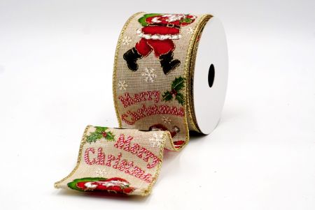 Khaki - Weihnachtsmann und Geschenke Drahtband_KF7879G-13