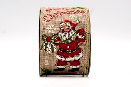 Natural - Santa Claus and Gifts Wired Ribbon_KF7879GC-14-183