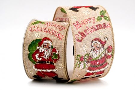 Натуральная - Санта Клаус и подарки проволочная лента_KF7879GC-14-183