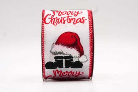Valkoinen/punainen joululakki ja saapas -kuviointi johdettu nauha_KF7881GC-1-7