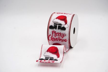 Valkoinen/punainen johdettu joululakki ja saapas -kuviointi johdettu nauha_KF7883GR-1
