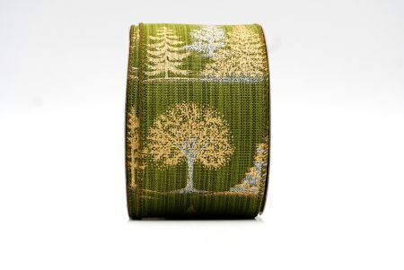 Лента с дизайном елочки зеленого чая/золотая_KF7887GC-3-185