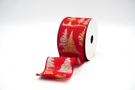 Diseños de cinta alámbrica para árboles de Navidad en rojo claro/oro_KF7887GC-7-169