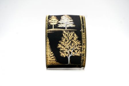 Diseños de cinta alámbrica para árboles de Navidad en negro/oro_KF7888G-53G