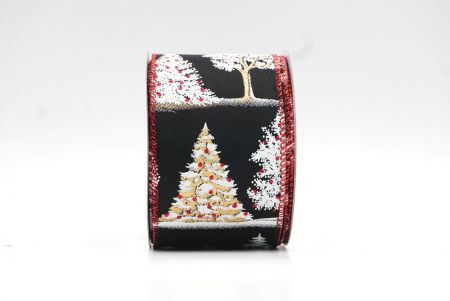 Cinta con cable de diseños de árbol de Navidad negro/dorado_KF7889GR-53
