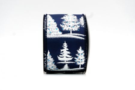Cinta con cable de diseños de árbol de Navidad azul marino_KF7890GC-4-4