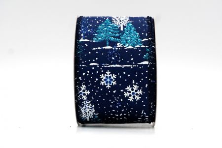 Синє різдвяне дерево та сніжинки з проволокою стрічка_KF7895GC-4-4