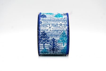 Ruban filaire pour sapin de Noël bleu foncé avec flocons de neige_KF7899GC-4-151