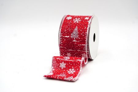 Red/White Christmas Tree & Snow Flakes Wired Ribbon_KF7900GC-7-1