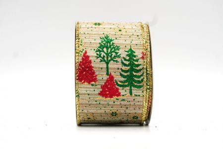 Кремово-коричневе різдвяне дерево та сніжинки з проволокою стрічка_KF7902G-13