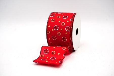Красная ленточка с глиттером и точечным дизайном, проволочная, артикул KF7910GR-7