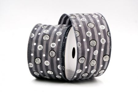 Gray Glitter Dot Design Wired Ribbon_KF7911GC-50-123