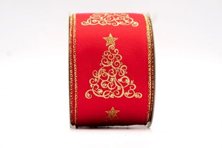 Красная - лента с рисунком в виде вихря на рождественскую елку_KF7917G-7