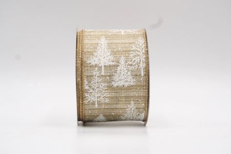 Светло-коричневая лента с дизайном рождественской елки_KF7925G-13