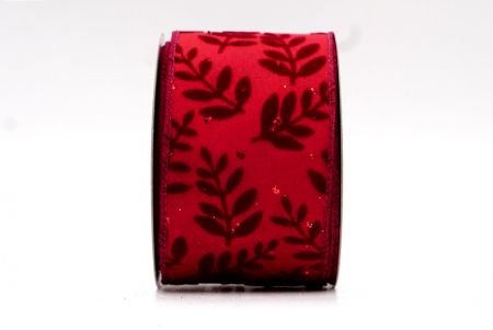 Rouge foncé - Ruban filaire avec feuilles de sorbier_KF7931GC-8-8