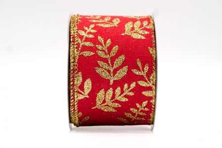 Красная - Проволочная лента с листьями рябины_KF7932G-7