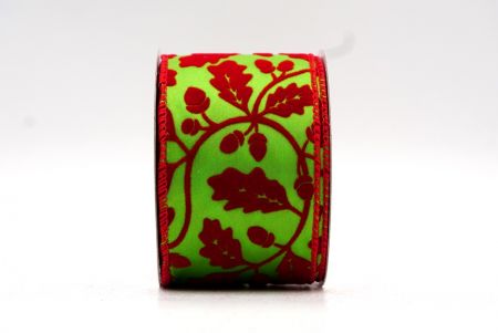Cinta de diseño de enredaderas de piñas navideñas en verde neón/rojo_KF7933GC-15-7