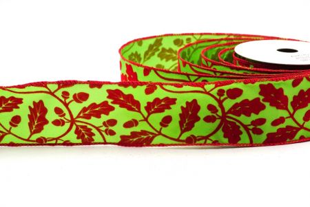 Ruban de design de lierre de sapin de Noël vert néon/rouge_KF7933GC-15-7