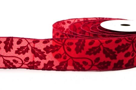 Cinta de diseño de enredaderas de piñas navideñas en rojo/burdeos_KF7933GC-8-8