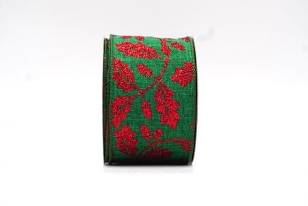 Nastro con design di pigne natalizie verde/rosso_KF7934GC-153-127