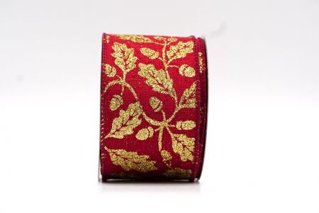 Cinta de diseño de enredaderas de piñas navideñas en rojo/oro_KF7934GC-8-8