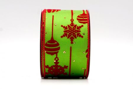 Grün - Weihnachtskugel und Schneeflocken Ornamente Drahtband_KF7935GC-15-7
