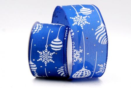 Niebieski - Wstążka z przewodami na choinkę i ozdobami w kształcie śnieżynki_KF7935GC-4-151