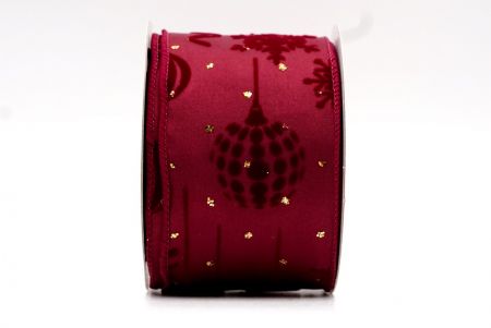 Бордовый - Рождественская шарик и снежинка Орнаменты Проволочная лента_KF7935GC-8-8
