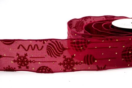 Бордовий - Різдвяна куля та сніжинка орнаменти з дротяною стрічкою_KF7935GC-8-8