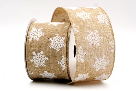 Natural - Dotted Snowflake Wired Ribbon_KF7939GC-14-183