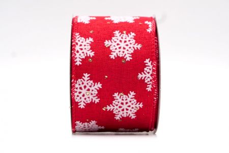 Rood - Gestippeld Sneeuwvlok Kerstlint met draad_KF7939GC-7-7