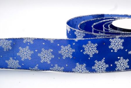 Blue - Dotted Snowflake Wired Ribbon_KF7940G-4