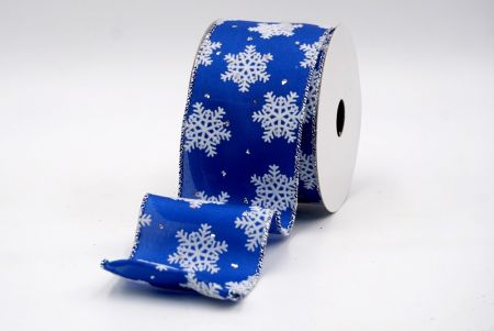 Blauw - Gestippeld Sneeuwvlok Kerstlint met draad_KF7940G-4