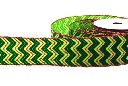 Ruban métallisé avec motif en zigzag vert pomme_KF7941GR-3