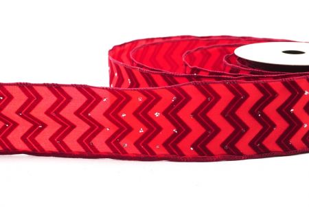Dark Red Zigzag Design Wired Ribbon_KF7942GC-7-8