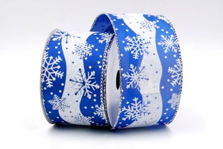 Blue - Dotted Snowflake Wired Ribbon_KF7943G-4
