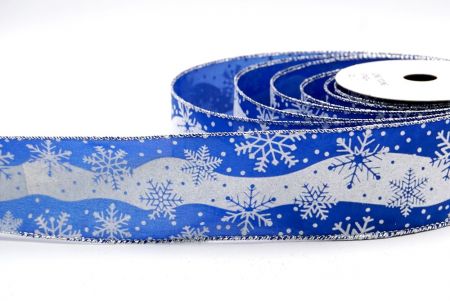 Blauw - Gestippeld Sneeuwvlok Kerstlint met draad_KF7943G-4