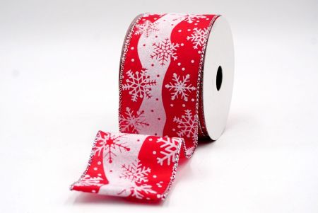 Red - Dotted Snowflake Wired Ribbon_KF7943G-7