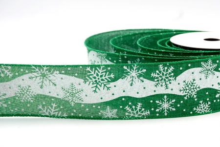 Зеленая - Пунктирная ленточка с снежинками_KF7944GC-3-49