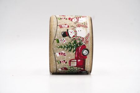 Cinta alámbrica de diseños navideños en marrón claro_KF7947GC-13-183