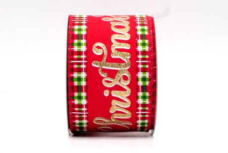 Red - Festive Merry Christmas Wired Ribbon_KF7948GC-7-7