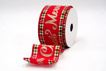 Red - Festive Merry Christmas Wired Ribbon_KF7948GC-7-7