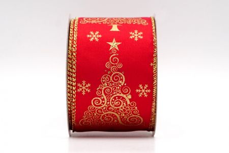 उज्ज्वल लाल - स्वर्ण घुमावदार क्रिसमस ट्री तार का रिबन_KF7953G-7