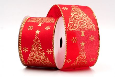 Яскраво-червоний - Виток різдвяної ялинки з дротом стрічка_KF7953G-7