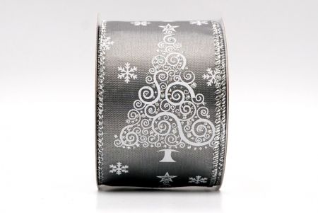 Silver - Swirl Christmas Tree Wired Ribbon_KF7954G-50