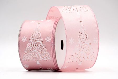 Розовая - лента с витым узором для новогодней елки_KF7956GC-5-5