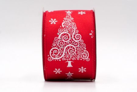 Red - Swirl Christmas Tree Wired Ribbon_KF7957GC-7-7