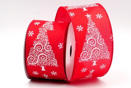 Червоний - Виток різдвяної ялинки з дротом стрічка_KF7957GC-7-7