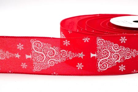Червоний - Виток різдвяної ялинки з дротом стрічка_KF7957GC-7-7